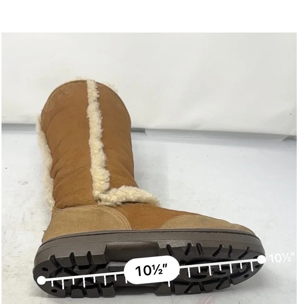 Rare🔥UGG Australia🩷🤎🩷Tall Chestnut Leather Shearling sheepskin Winter Boot 9